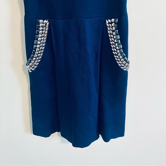 Temperley London Navy Blue Embellished Knit Dress Size Small - Picture 2 of 5